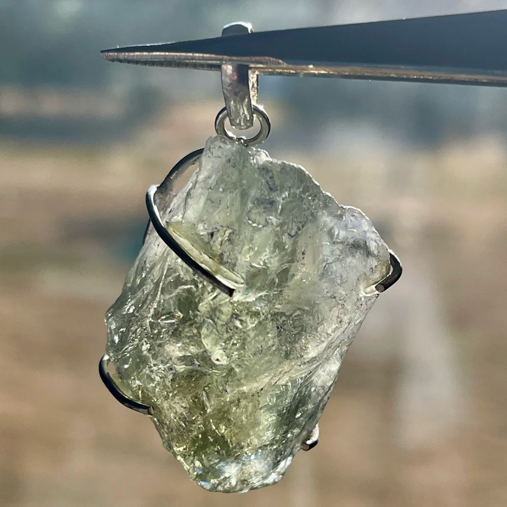 Chunky Raw Greenish Quartz Pendant